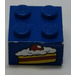 LEGO Blue Brick 2 x 2 with Cake  Sticker (3003)