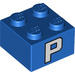 LEGO Blue Brick 2 x 2 with &#039;P&#039; (3003 / 68928)