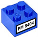 LEGO Blau Backstein 2 x 2 mit &#039;PM 8404&#039; Aufkleber (3003)
