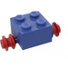LEGO Blue Brick 2 x 2 with Red Single Wheels (3137)