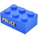 LEGO Blue Brick 2 x 3 with Police (Both Sides) Sticker (3002)