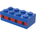 LEGO Blauw Steen 2 x 4 met 4 Vliegtuig Windows in een Dun Rood Stripe (Eerder, zonder kruissteunen) (3001)