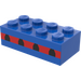 LEGO Bleu Brique 2 x 4 avec 4 Avion Windows dans Mince Rouge Bande (Plus tôt, sans supports croisés) (3001)