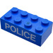 LEGO Blauw Steen 2 x 4 met &quot;Politie&quot; (3001)