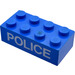 LEGO Blau Stein 2 x 4 mit &quot;Polizei&quot; (3001)