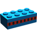 LEGO Blue Brick 2 x 4 with Red Stripe with 8 Plane Windows (Earlier, without Cross Supports) (3001)