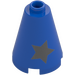 LEGO Blue Cone 2 x 2 x 2 with Silver Stars (Open Stud) (3942)