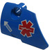 LEGO Blauw Gebogen Paneel 1 Links met EMT Ster van Life en Wit Pijl met &#039;DANGER&#039; Sticker (87080)