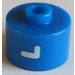 LEGO Blauw Cilinder Bead met Vlak Rand met Wit &quot;L&quot;