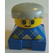 LEGO Blue Duplo 2x2 Base Brick Figure - Argyle pattern, Gray hair, Yellow head with mustache Duplo Figure