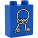 LEGO Blue Duplo Brick 1 x 2 x 2 with 2 Keys on Ring without Bottom Tube (4066)