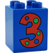 LEGO Blau Duplo Backstein 2 x 2 x 2 mit &quot;3&quot; (31110)