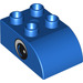 LEGO Blau Duplo Backstein 2 x 3 mit Gebogenes Oberteil mit Eye mit Klein Weiß Spot (10446 / 13858)