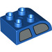 LEGO Blau Duplo Backstein 2 x 3 mit Gebogenes Oberteil mit Fenster (2302 / 12623)