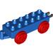 LEGO Blue Duplo Train Carriage with Red Wheels and Moveable Hook (64668 / 73357)