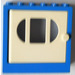 LEGO Blue Fabuland Door Frame 2 x 6 x 5 with White Door with barred oval Window