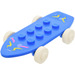 LEGO Blue Fabuland Skateboard with Yellow Wheels with Yellow Lines Sticker