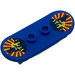 LEGO Blue Minifig Skateboard with Four Wheel Clips with Sun Sticker (42511)