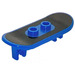 LEGO Blue Minifig Skateboard with Two Wheel Clips with Black Oval Sticker (45917)