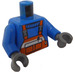 LEGO Blauw Minifigure Torso met Oranje Bib Overalls met Pocket en Zwart Clips over Ribbed-neck Shirt (973 / 76382)