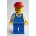 LEGO Blau Overalls , Blau Beine, rot Deckel Minifigur