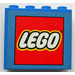 LEGO Blue Panel 1 x 4 x 3 with Lego Logo on Blue Background Sticker without Side Supports, Hollow Studs (4215)