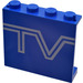 LEGO Blue Panel 1 x 4 x 3 with White &quot;TV&quot; Logo without Side Supports, Solid Studs (4215)