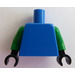 LEGO Blauw Vlak Minifiguur Torso met Groen Armen en Zwart Handen (973 / 73403)