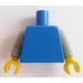 LEGO Blue Plain Torso with Light Gray Arms and Yellow Hands (973)
