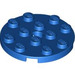 LEGO Blue Plate 4 x 4 Round with Hole and Snapstud (60474)
