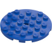 LEGO Blue Plate 6 x 6 Round with Pin Hole (11213)