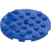 LEGO Blue Plate 6 x 6 Round with Pin Hole (11213)