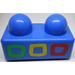 LEGO Blauw Primo Steen 1 x 2 met 3 Coloured Squares (outlines) (31001)