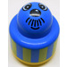 LEGO Blue Primo Round Rattle 1 x 1 Brick with Yellow Base, Face with Moustache and Vertical Yellow Stripes (31005 / 75592)