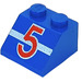 LEGO Blue Slope 2 x 2 (45°) with with Red 5 Printing (3039)