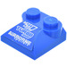 LEGO Blauw Helling 2 x 2 Gebogen met &#039;MOT of&#039;, &#039;TURBO load&#039; en &#039;AIRBORNE spoilers&#039; Sticker met gebogen uiteinde (47457)