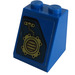 LEGO Blue Slope 2 x 2 x 2 (65°) with Crack and Gold Mechanical Coupling Pattern Sticker with Bottom Tube (3678)