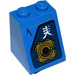 LEGO Blue Slope 2 x 2 x 2 (65°) with Gold Socket and Asian Symbol Sticker with Bottom Tube (3678)