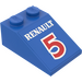 LEGO Blue Slope 2 x 3 (25°) with &#039;RENAULT&#039; and &quot;5&quot; Sticker with Rough Surface (3298)