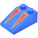 LEGO Blue Slope 2 x 3 (25°) with Two Red/Gold Triangles with Rough Surface (3298 / 82862)