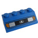 LEGO Blauw Helling 2 x 4 (45°) met Headlights en Wit Lines Patroon met ruw oppervlak (3037)