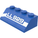 LEGO Blue Slope 2 x 4 (45°) with &quot;LL29&quot; Lettering (Left) Sticker with Rough Surface (3037)
