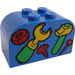 LEGO Blauw Helling Steen 2 x 4 x 2 Gebogen met Tools (4744)