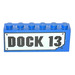 LEGO Blau Stickered Assembly with &#039;DOCK 13&#039; (2 Bricks 1x6)