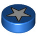 LEGO Bleu Tuile 1 x 1 Rond avec blanc Star Modèle (25201 / 98138)