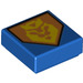 LEGO Blue Tile 1 x 1 with Yellow King Symbol with Groove (3070 / 24433)