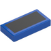 LEGO Blue Tile 1 x 2 with Black Rectangle with Groove (3069 / 103639)