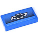 LEGO Bleu Tuile 1 x 2 avec Chevrolet Emblem Autocollant avec rainure (3069)