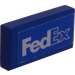 LEGO Blue Tile 1 x 2 with FedEx Logo Sticker with Groove (3069)