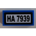 LEGO Blue Tile 1 x 2 with &#039;HA 7939&#039; Sticker with Groove (3069)